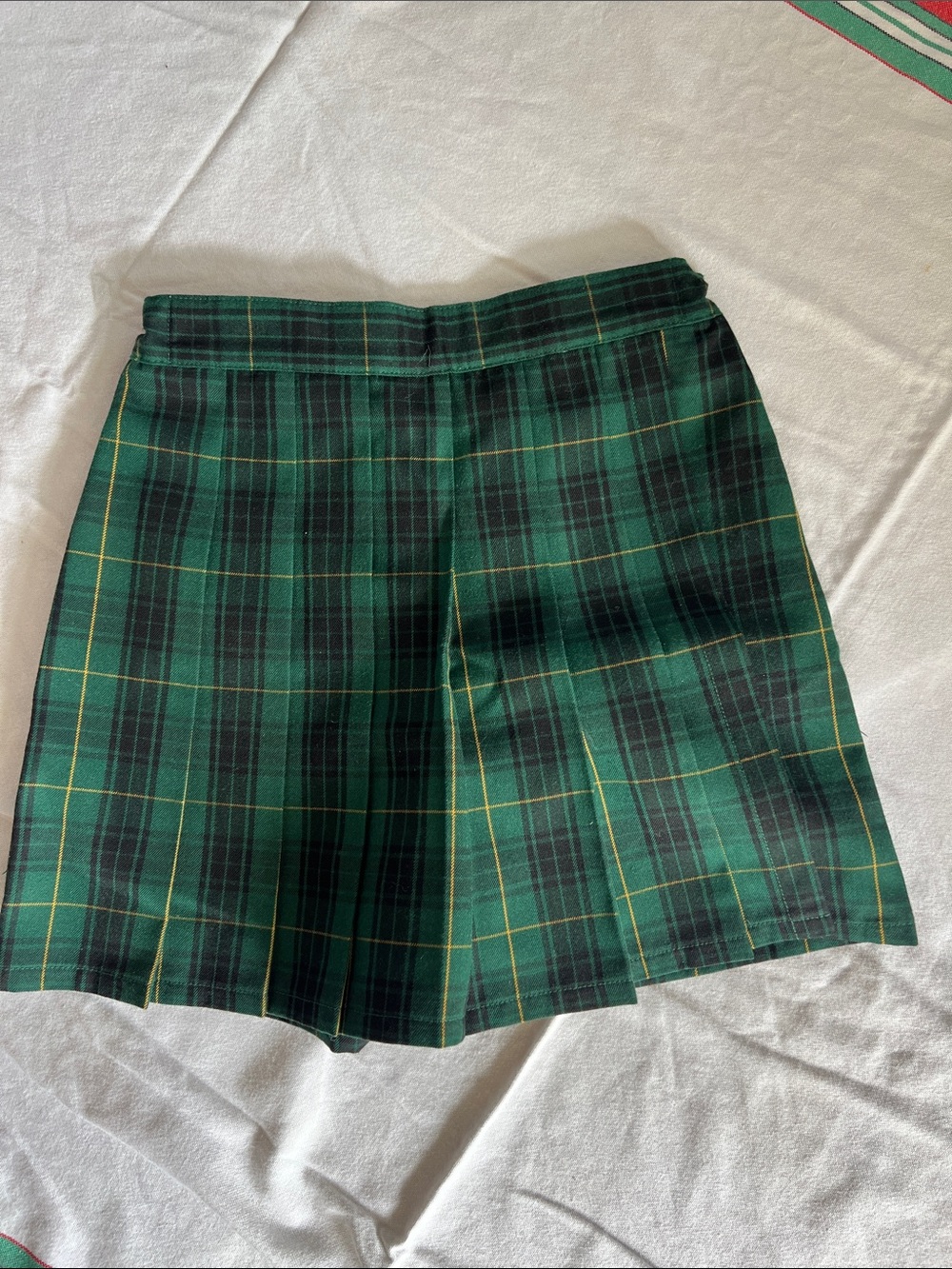 Uniqlo Green Plaid Pleated Mini Skort